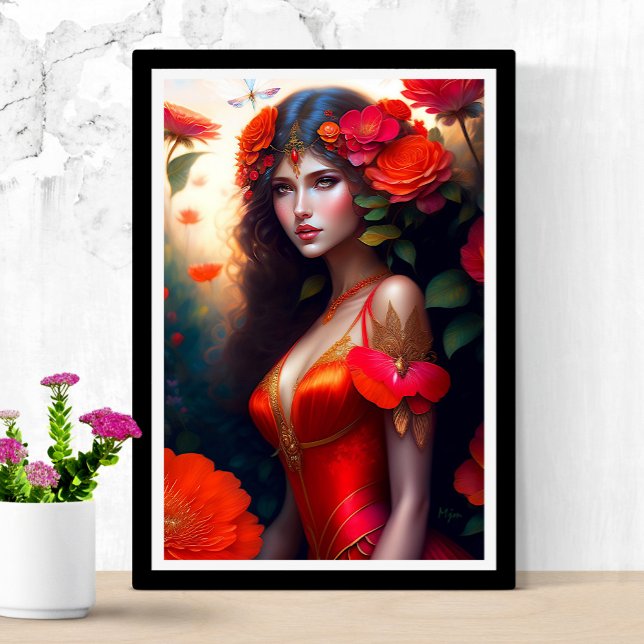 Poster Fleurs rouges Imaginaires (Créateur téléchargé)