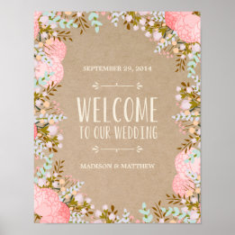 Poster Fleurs Rustiques | Panneau de Réception de Mariage
