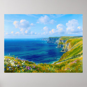 Poster "Fleurs sauvages au-dessus de la mer" - Un paysage