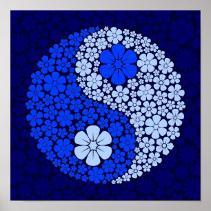 Poster Fleurs sauvages bleues Yin Yang