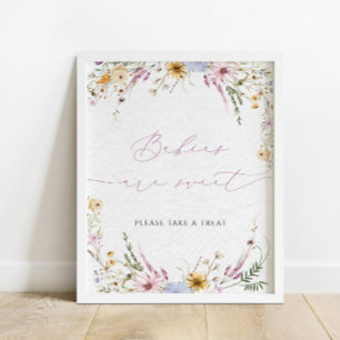 Poster Fleurs sauvages d'aquarelle Les bébés sont doux si