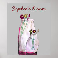Fleurs sauvages d'aquarelle Whimsical en vase