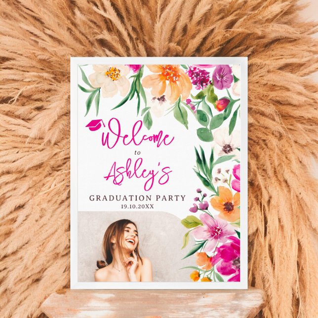 Poster Fleurs sauvages lumineuses photo graduation bienve (Bright wild flowers photo graduation welcome poster)