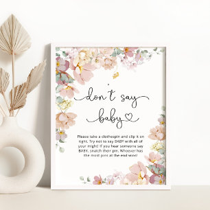 Poster Fleurs sauvages ne disent pas baby shower jeu Post
