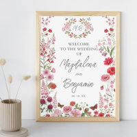 Fleurs sauvages roses et rouges Baies Mariage Bien