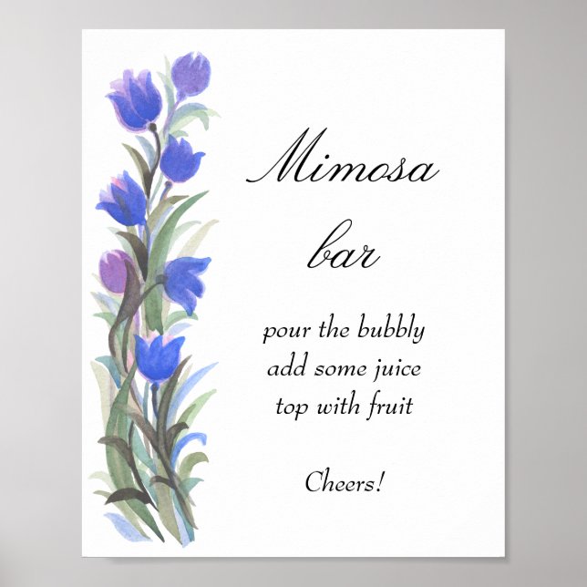 Poster Fleurs sauvages vert sauge bleu bar Mimosa     (Devant)