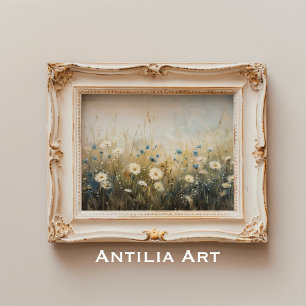 Poster Fleurs sauvages vintages Peinture tons doux Fleurs