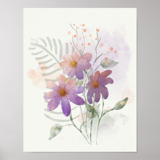 Poster Fleurs sauvages violets (Devant)