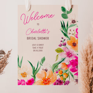Poster Fleurs sauvages vives et vives bienvenue douche nu