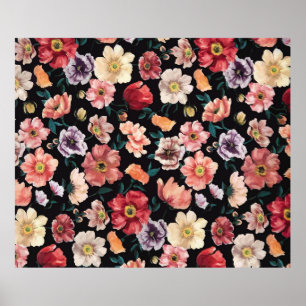 Poster Fleurs solides abstraites en arrangement complet,