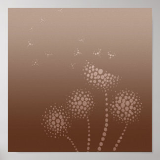Poster fleurs soufflantes rose et brun