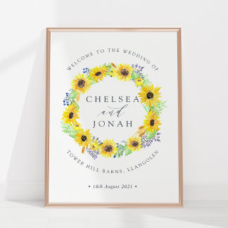 Poster Fleurs | Sunflower Wreath Mariage Bienvenue