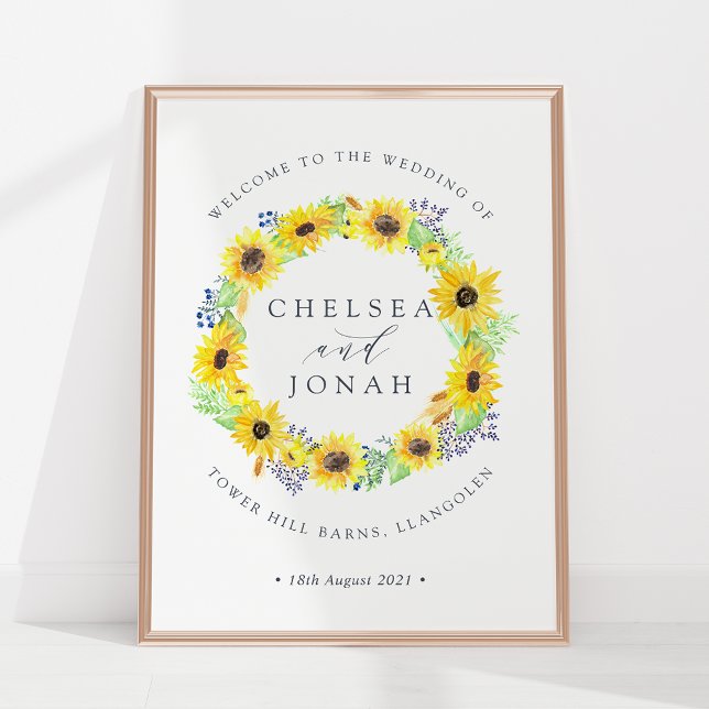 Poster Fleurs | Sunflower Wreath Mariage Bienvenue (Créateur téléchargé)