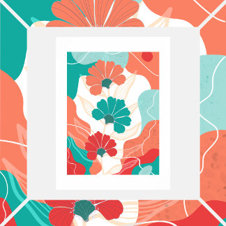 Poster Fleurs sur fond abstrait