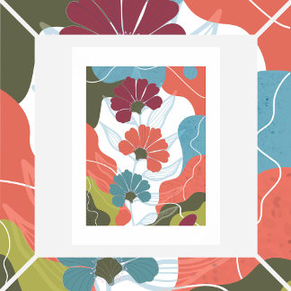 Poster Fleurs sur fond abstrait