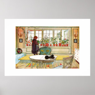 Poster Fleurs sur le rebord de fenêtre par Carl Larsson