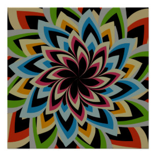 POSTER FLEURS TOURBILLON COLORÉES  