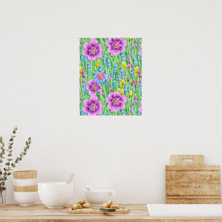 Poster Fleurs transparentes imprimables Peinture aquarell