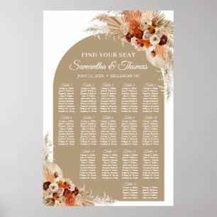 Poster Fleurs tropicales boho arche terre cuite pampas he