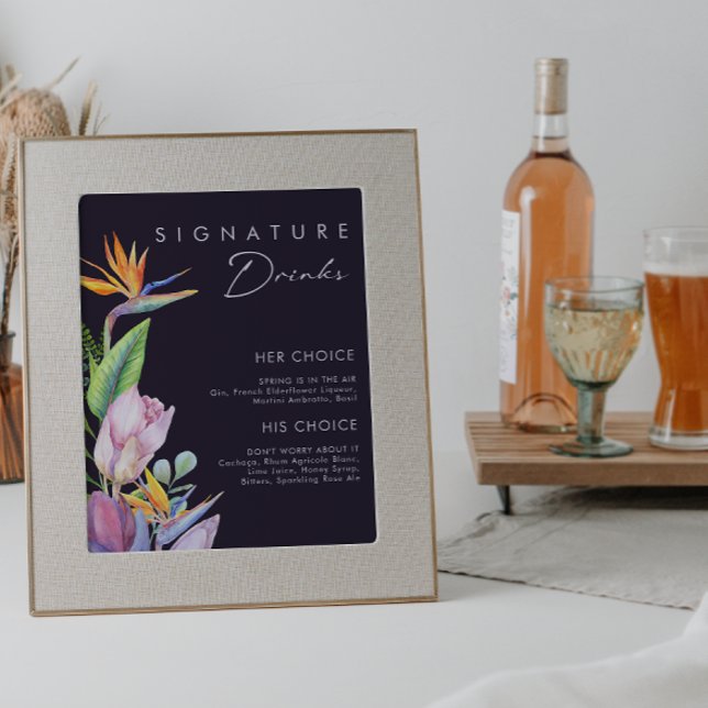 Poster Fleurs tropicales colorées | Boissons signatures v (Créateur téléchargé)