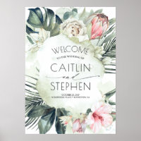Fleurs tropicales et Palm Feuilles mariage de plag