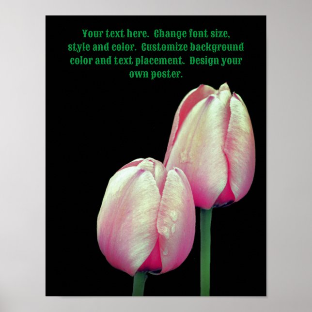 Poster Fleurs Tulipes Roses Créez Votre Propre (Devant)