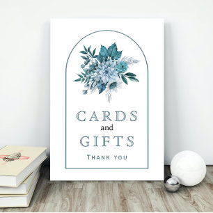 Poster Fleurs turquoises et bleu aqua et mariage de feuil