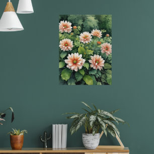 Poster Fleurs Verdure Elégante Aquarelle