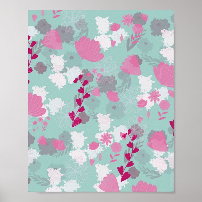 Poster fleurs vertes (Devant)
