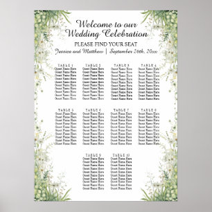 Poster Fleurs vertes Dusty Sage 10 Tables Siège Mariage
