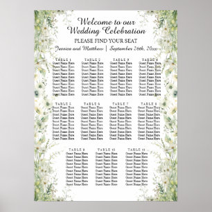Poster Fleurs vertes Dusty Sage 11 Tables Siège Mariage