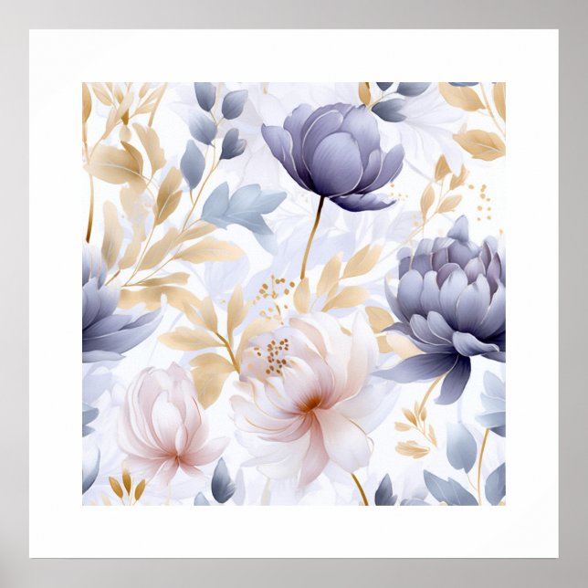 Poster Fleurs violettes Abstraites (Devant)