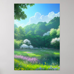 Poster Fleurs violettes dans un défrichement