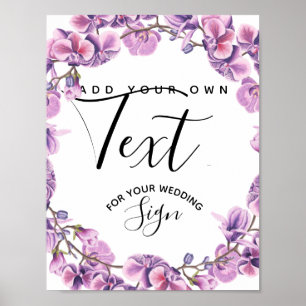 Poster fleurs violettes floral personnalisé signe de fête