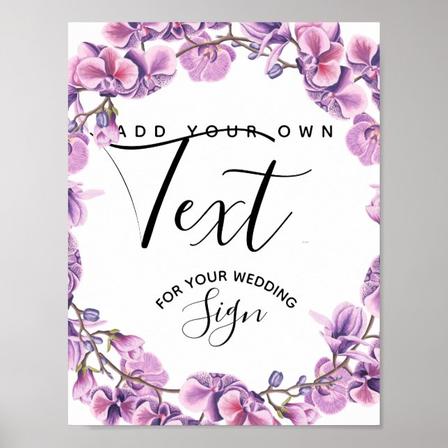 Poster fleurs violettes floral personnalisé signe de fête (Devant)