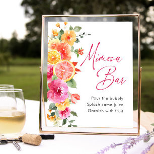 Poster Fleurs vives Floral Citrus Bridal Mimosa Bar