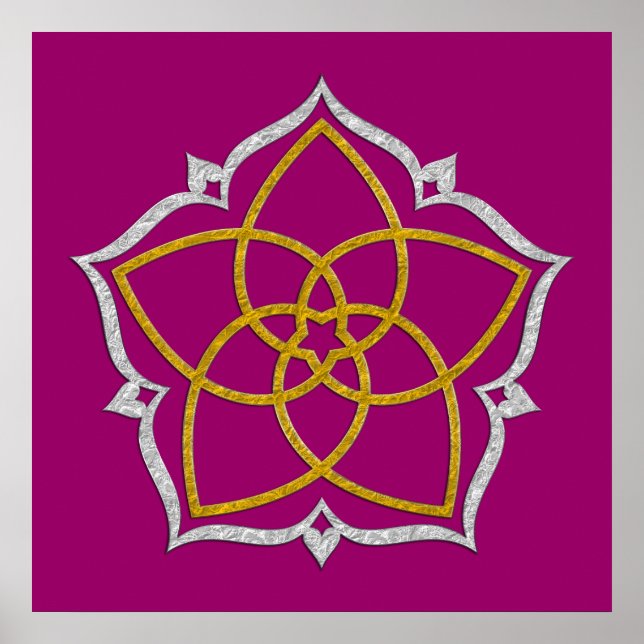 Poster FLEUVE DE VENUS / Vénusblume Lotus GOLD SILVER (Devant)