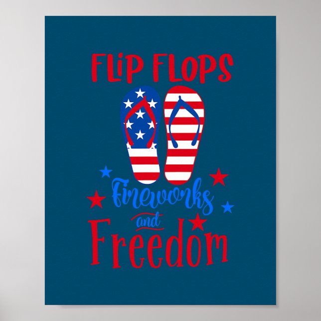 Poster Flip Flops Feu D'Oeuvre Et Liberté Drapeau América (Devant)