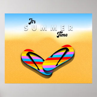 Poster Flip Flops wall art, colorful beach decor