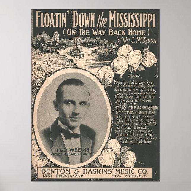 Poster Floatin de 1924 dans le Mississippi (Devant)