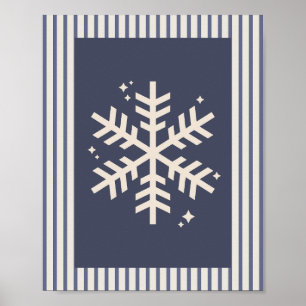Poster Flocon de neige bleu rayé