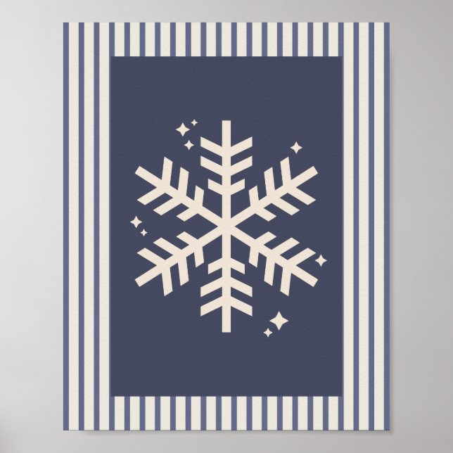 Poster Flocon de neige bleu rayé (Devant)