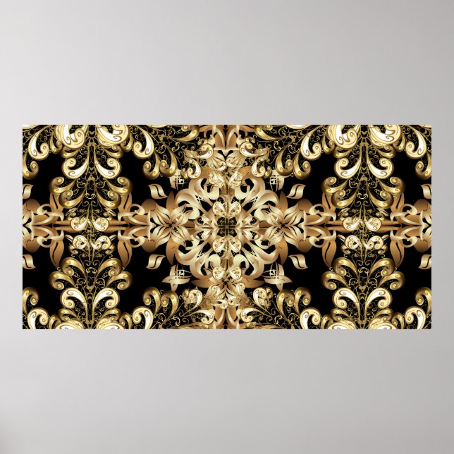 Poster Flocon de neige doré simple motif sans couture. Vi (Devant)