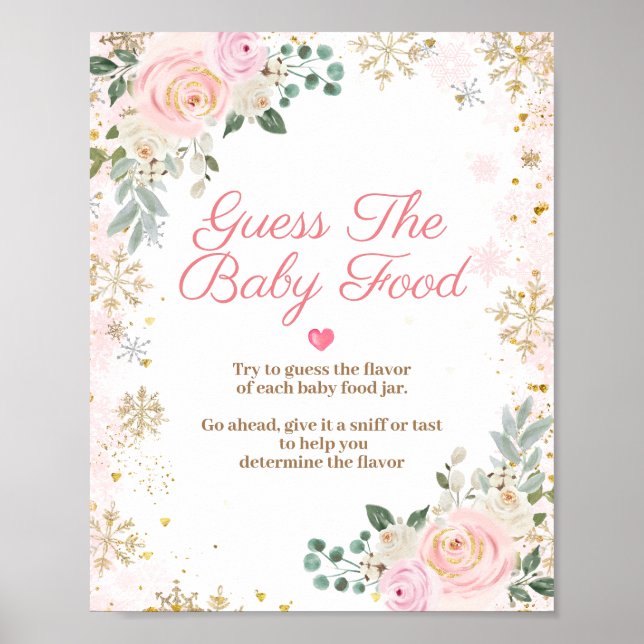 Poster Flocon de neige rose d'hiver Guess the Baby Food (Devant)