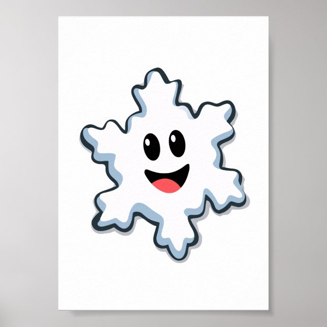 Poster Flocon de neige souriant mignon – Joyeux Noël (Devant)