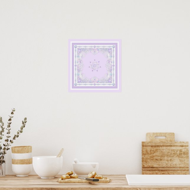 Poster flocon de neige violet clair et coeur étincelant (Cuisine)