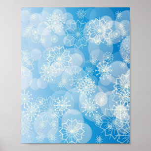 Poster flocons de Noël sur un fond bleu
