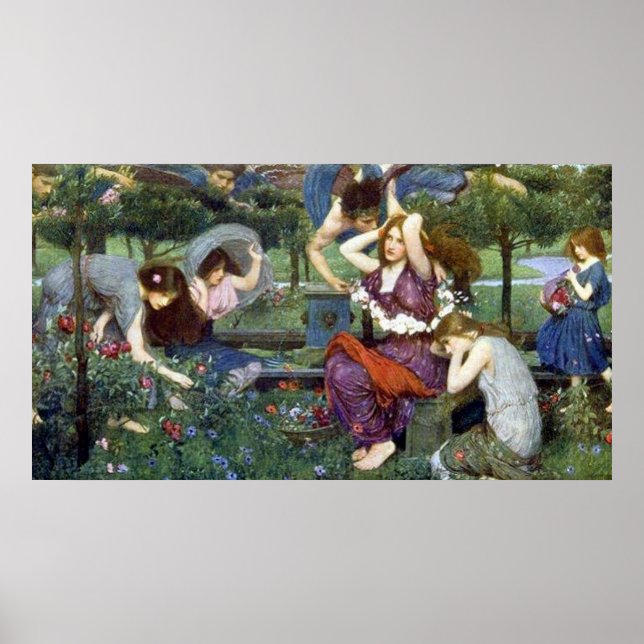 Poster Flora et les Zephyrs, par John William Waterhouse (Devant)