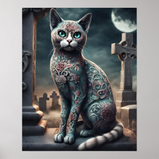 Poster "Flora" Jour du chat mort, Dia De Los Muertos