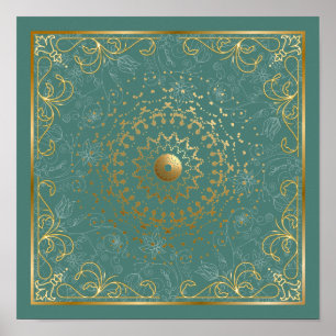 Poster Floraison en volute ornementée 